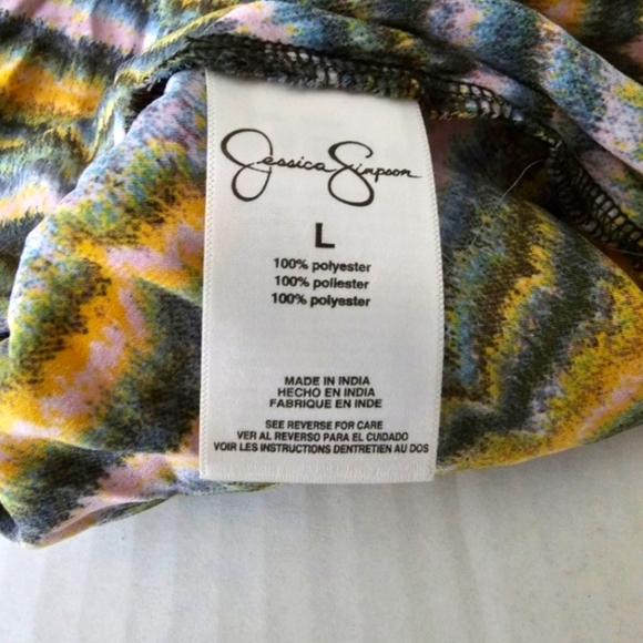Jessica Simpson Shiloh dress size L button front ruffle hem V neck print NWT - Picture 12 of 14